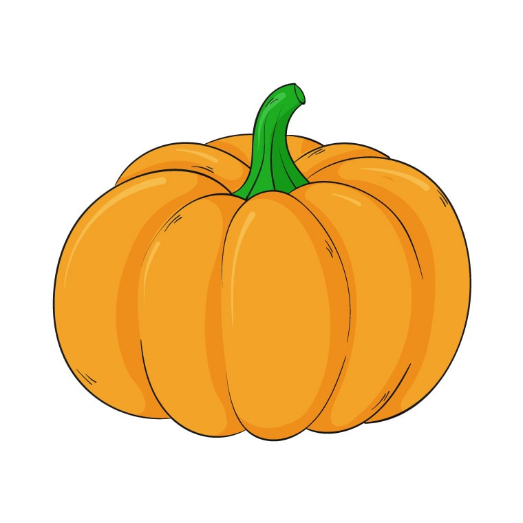 pumpkin drawing in yellow color by illustration