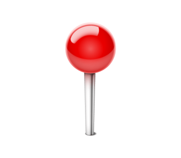push pin in red color of map
