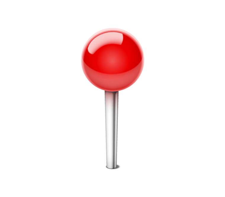 push pin in red color of map