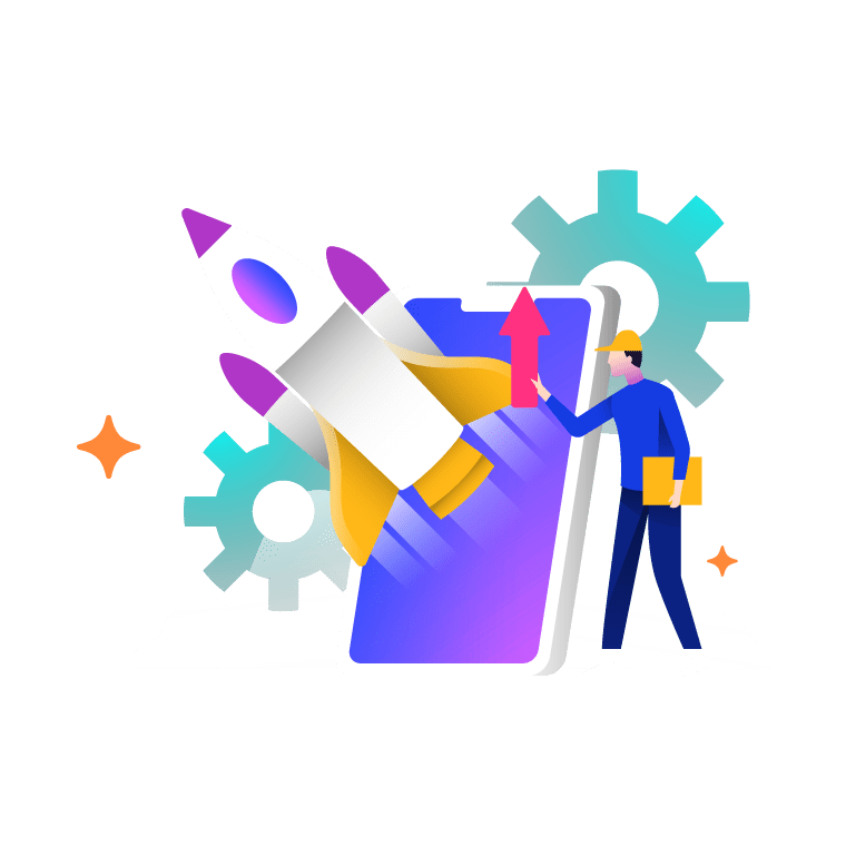rocket icon for business startup landing page template