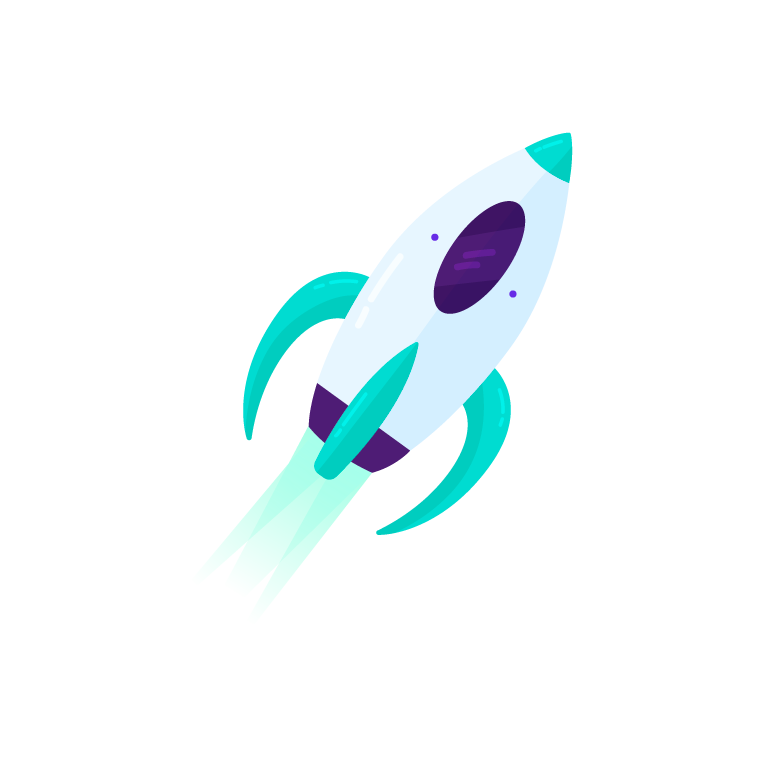 rocket icon white color for landing website page