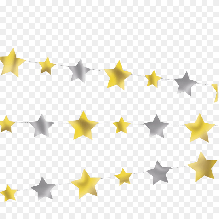 Birthday Party Star Garland-Gold Confetti Transparent Background