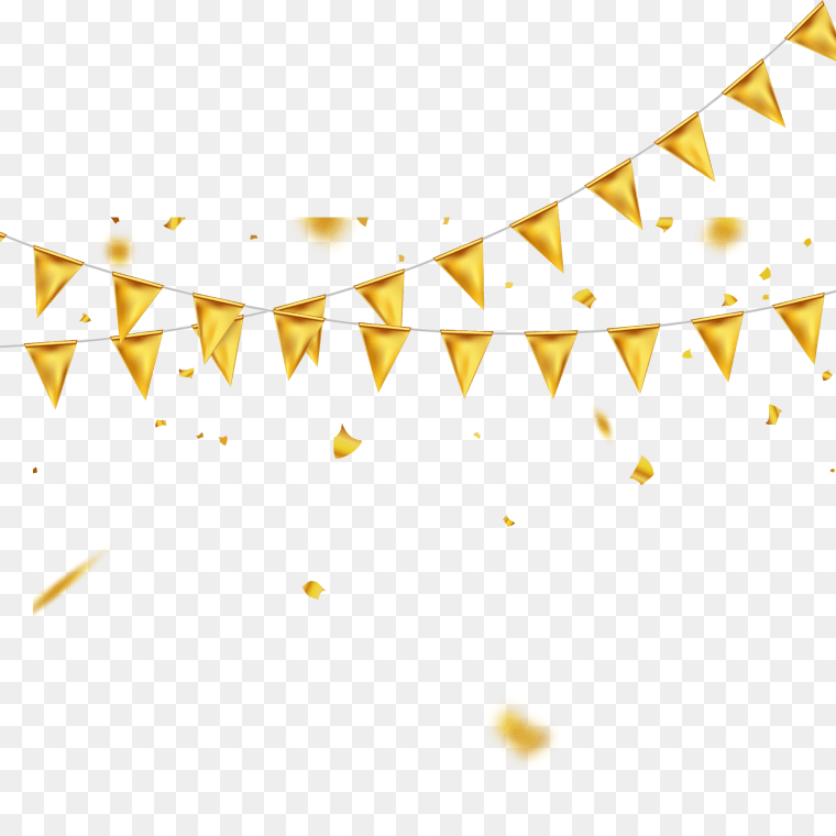 Party Bunting Gold Flag Clipart Confetti Transparent Background