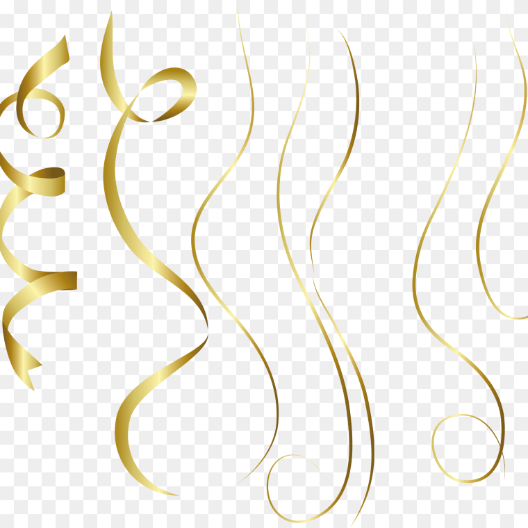 Ribbon Streamers Gold Confetti Clipart Transparent Background