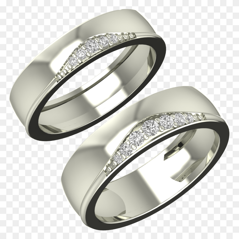 Titanium and Diamond Wedding Ring Transparent Background