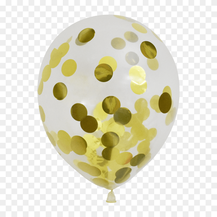 White Balloon With Gold Confetti Transparent Background