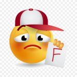 Emoji showing a paper with F failure grade - PNGArc