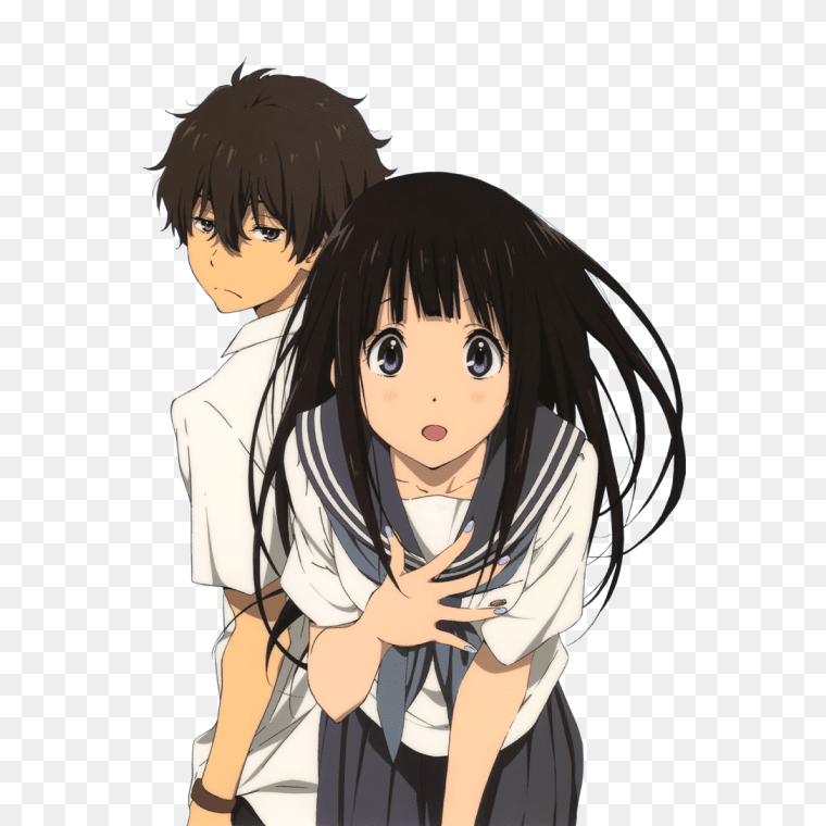 Eru Chitanda And Hotaro Oreki Pic-Free PNG Download,Hyouka Free Download Hq Png Image - Oreki And Chitanda Png,Anime Head Png