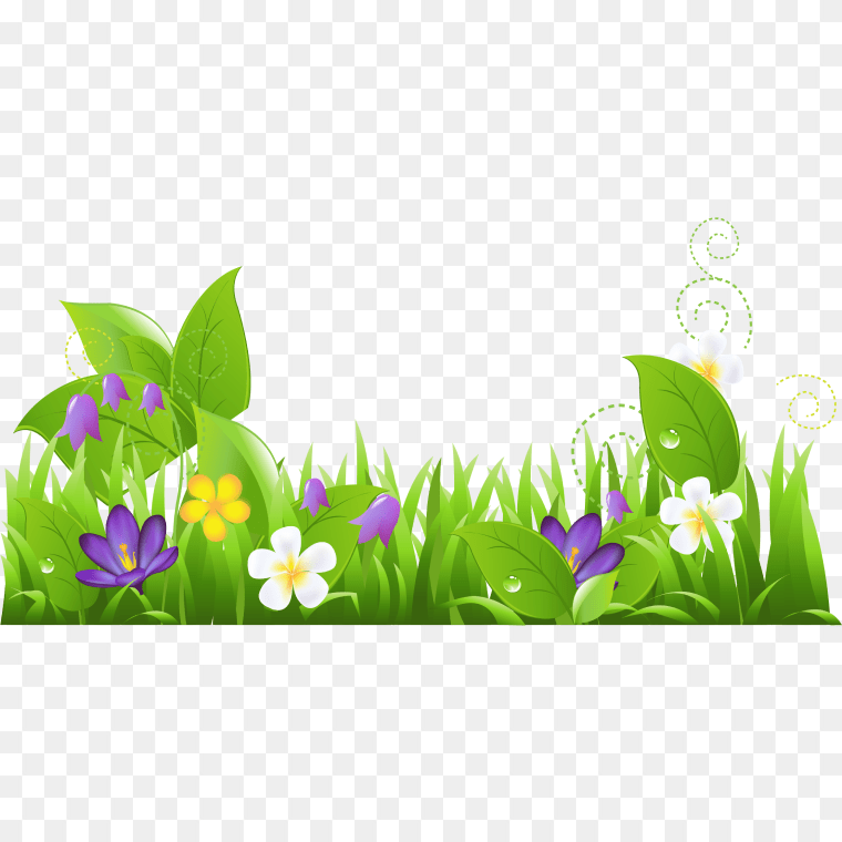 Grass With Flower's Clipart Illustration PNG- Free Download