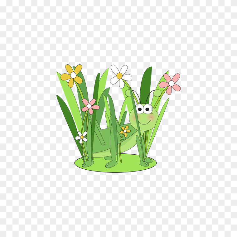 Grasshopper In Grass Illustration PNG- Free Download,Rock Clipart Grass Patch - Grasshopper In Grass Clipart