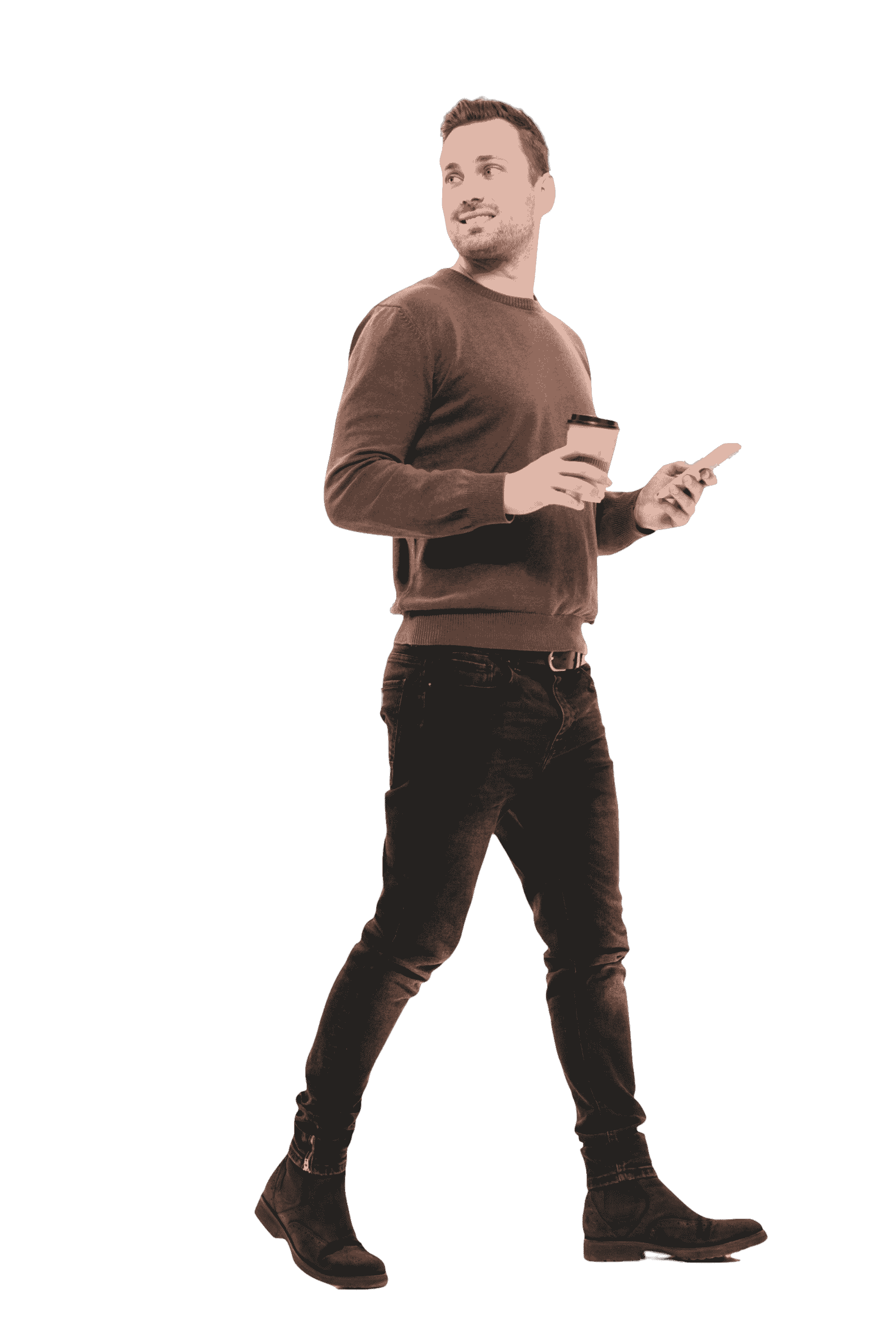 Man Holding Phone PNG Image - Free Download,,Happy young man walking isolated