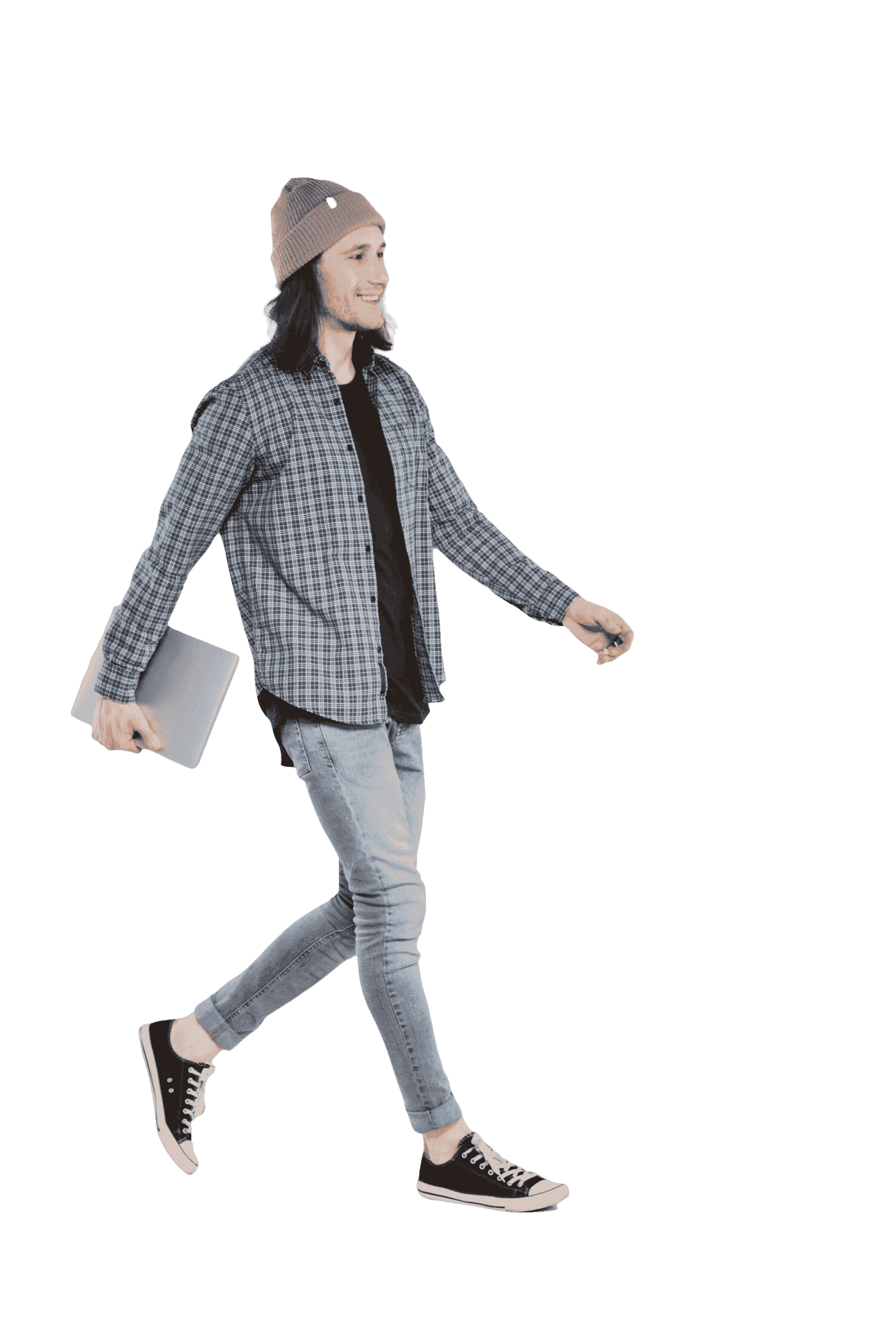 Hipster Walking  Man Transparent Image,,Hipster walking with laptop