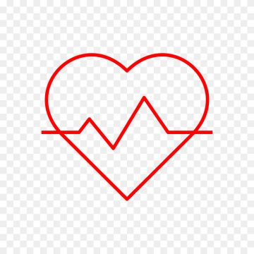 Heart pulse rate cardiogram in red color vector PNG free for medical and fitness designs