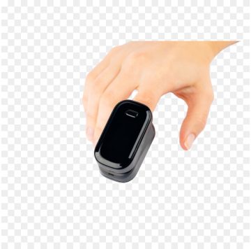 Pulse oximeter used to measure pulse rate and oxygen levels hand isolated PNG free for medical and health designs